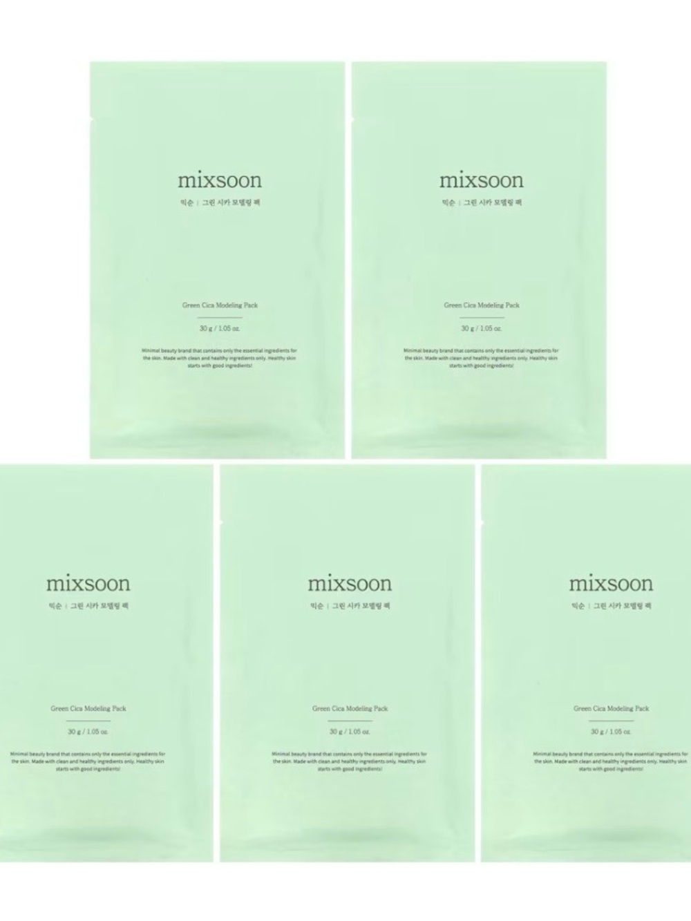mixsoon Green Cica Modeling Pack - Soothing Green Face Mask (Single Sheet) 5pk